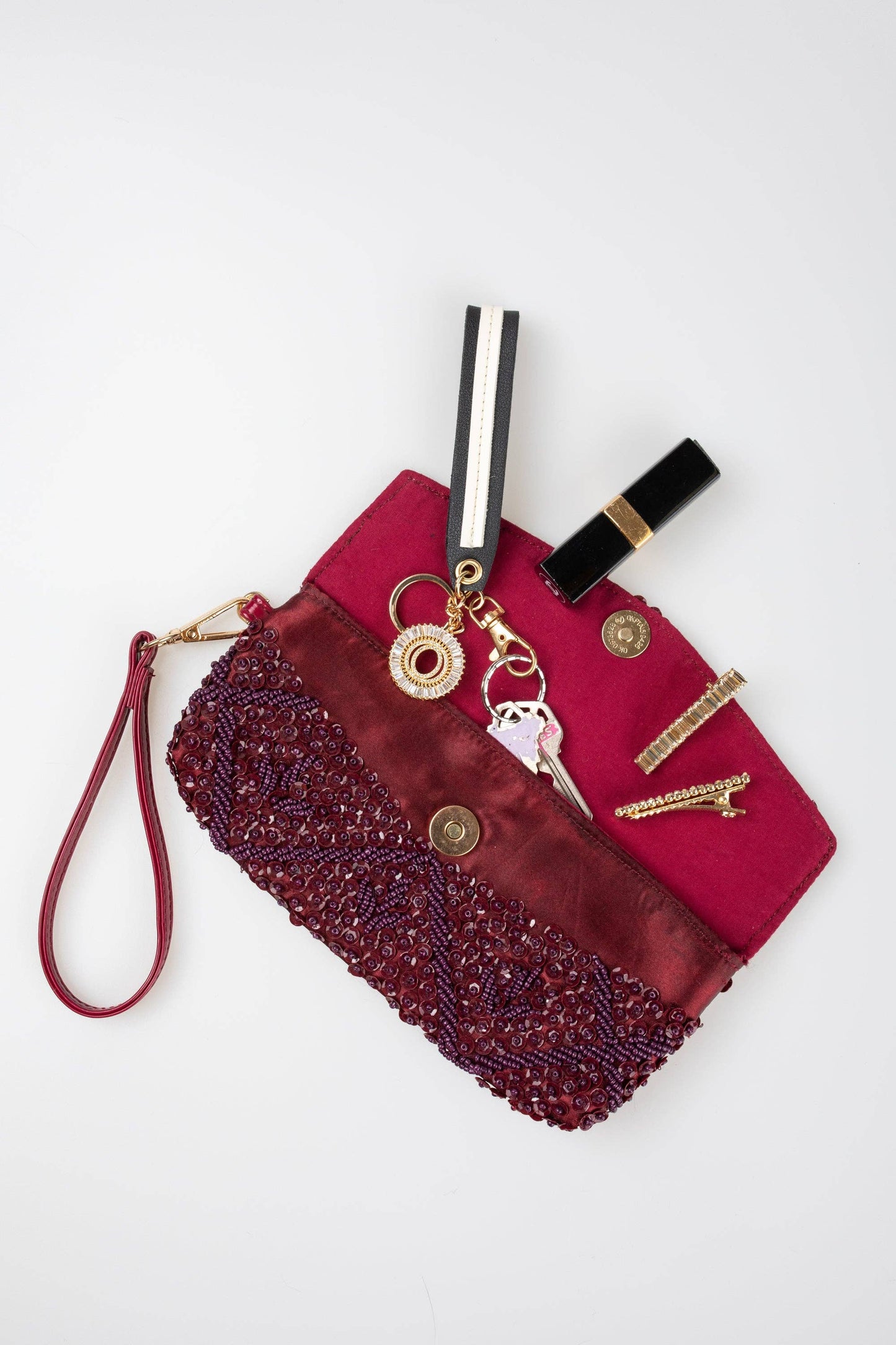 Violet & Brooks - Lila Sequin Clutch - Burgundy