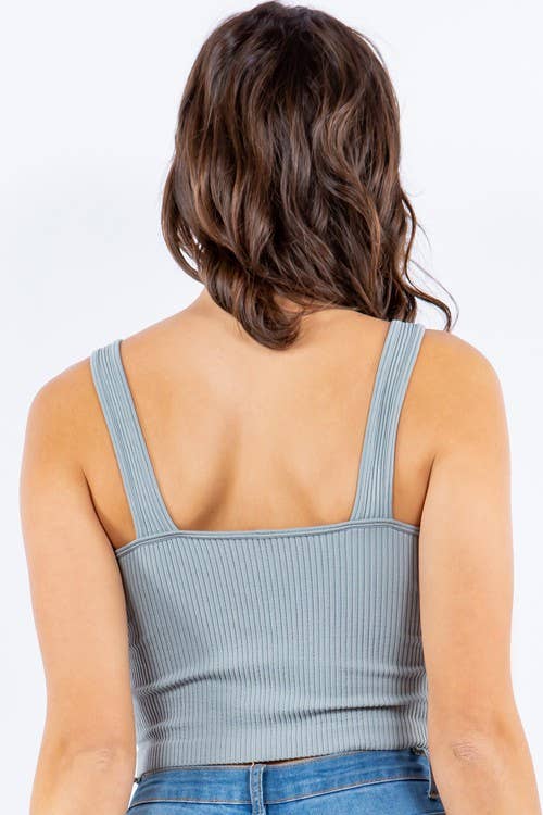 Vanilla Monkey - Ribbed Tank Crop Top - Charcoal