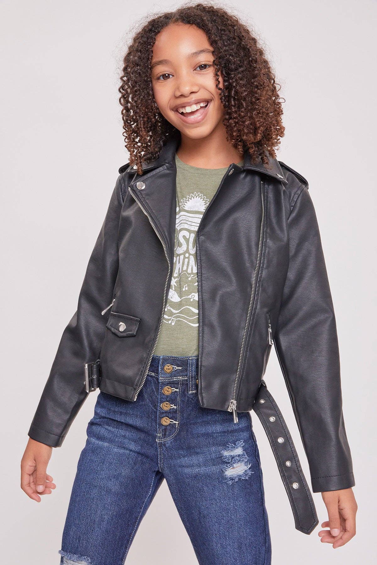 YMI - Girls High-Rise Exposed Button Straight Leg Jean