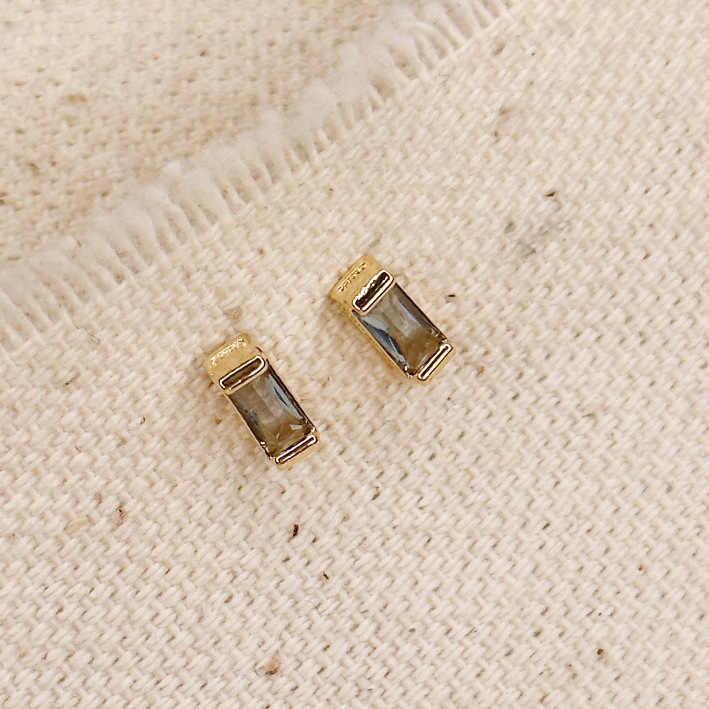 GoldFi - 18k Gold Filled Baguette Birthstone Stud Earrings