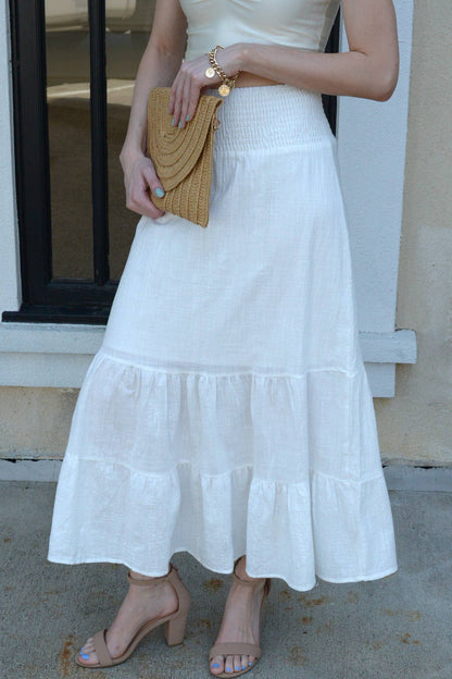ESLEY - Dreaming Woven Maxi Skirt - White