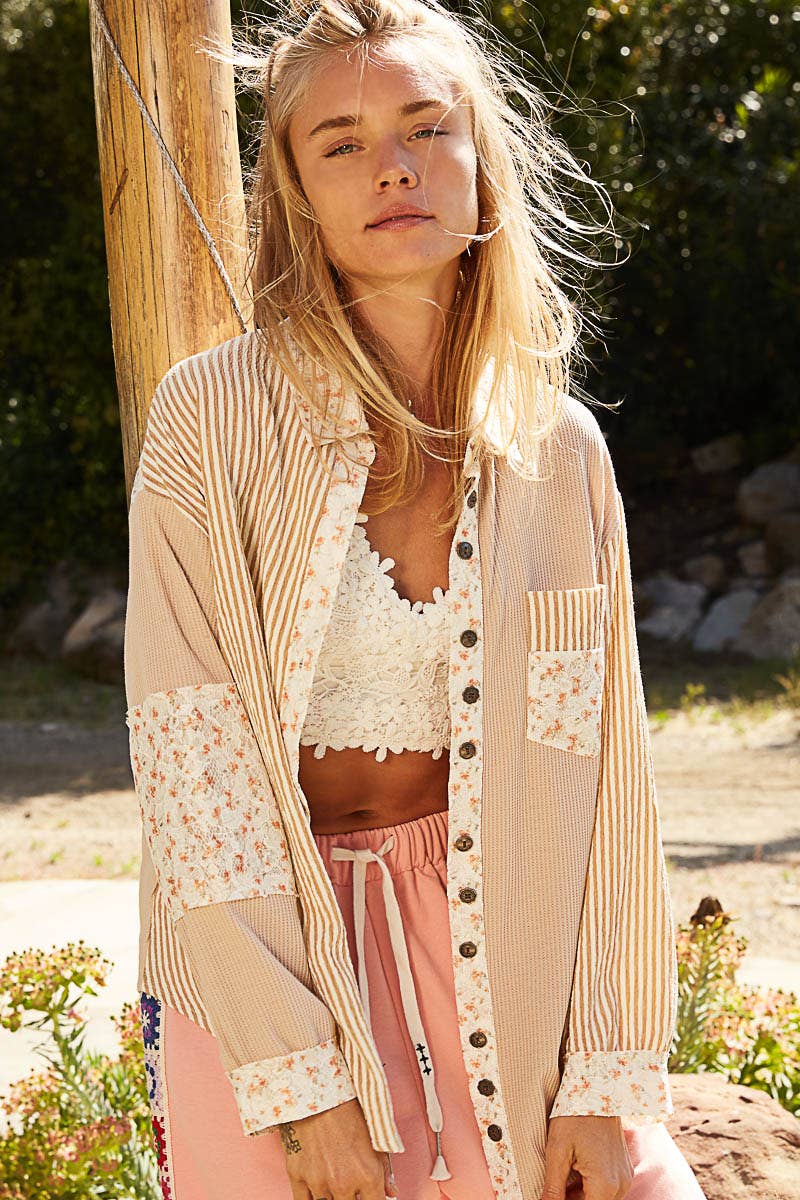 Pol Clothing - Embroidered Patch Button Down Shirt
