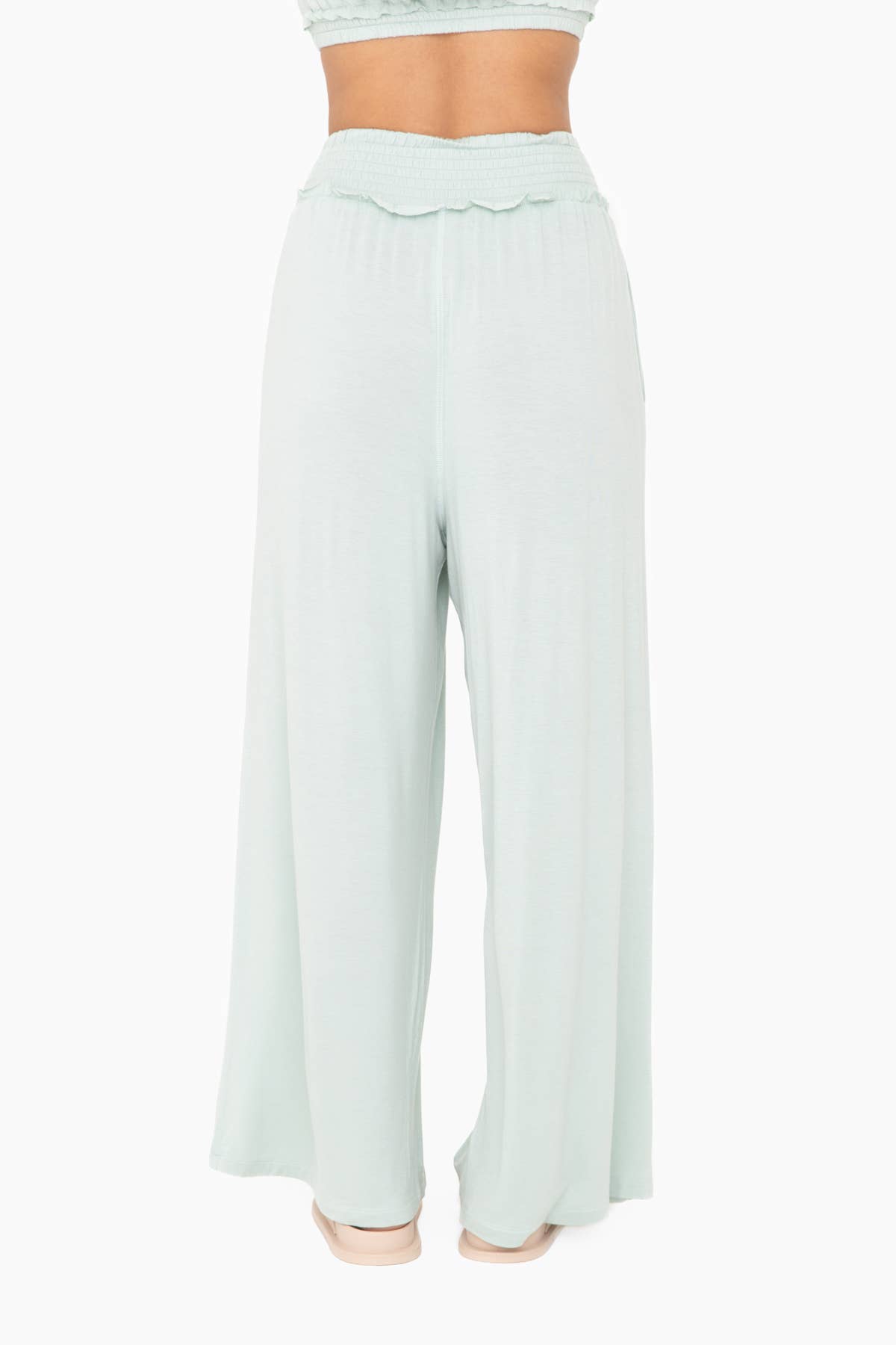Mono B - Smocked Waist Wide-Leg Pants
