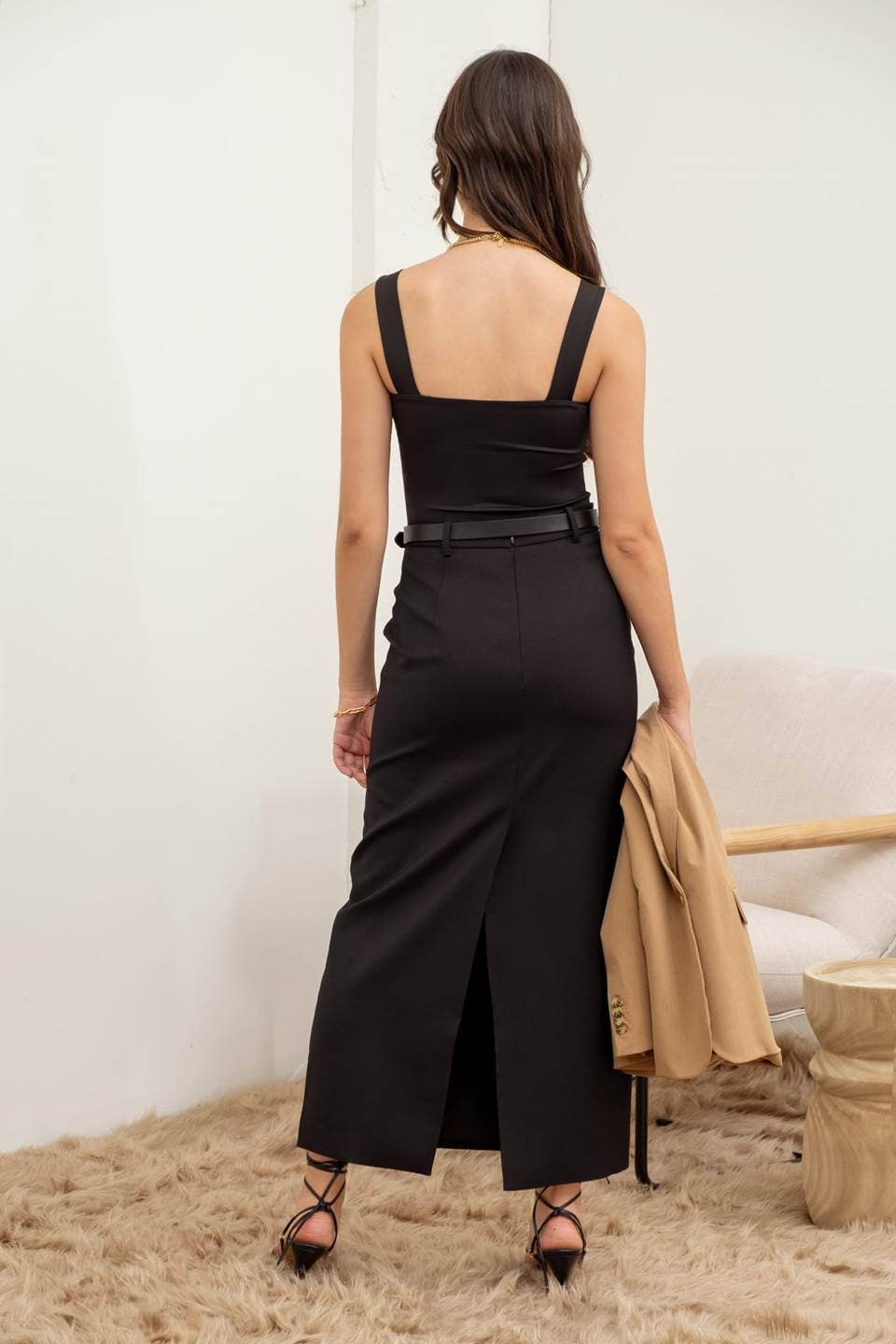 The Workshop Studio - Solid Square Neck Tank Top - Black