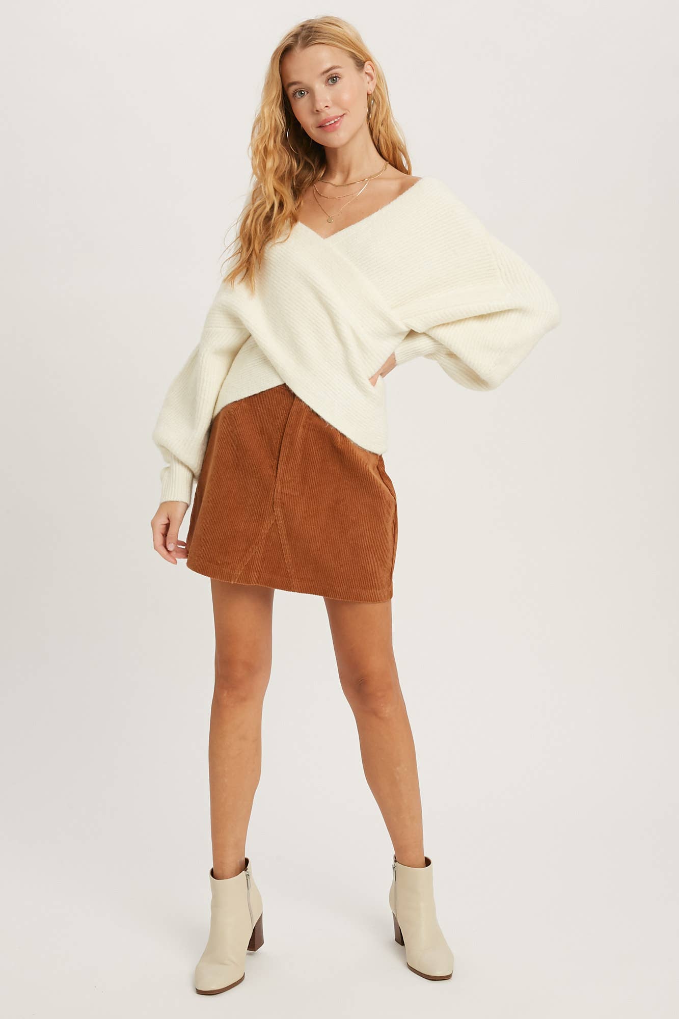 Bluivy - Crossover Ribbed Pullover - Lavender