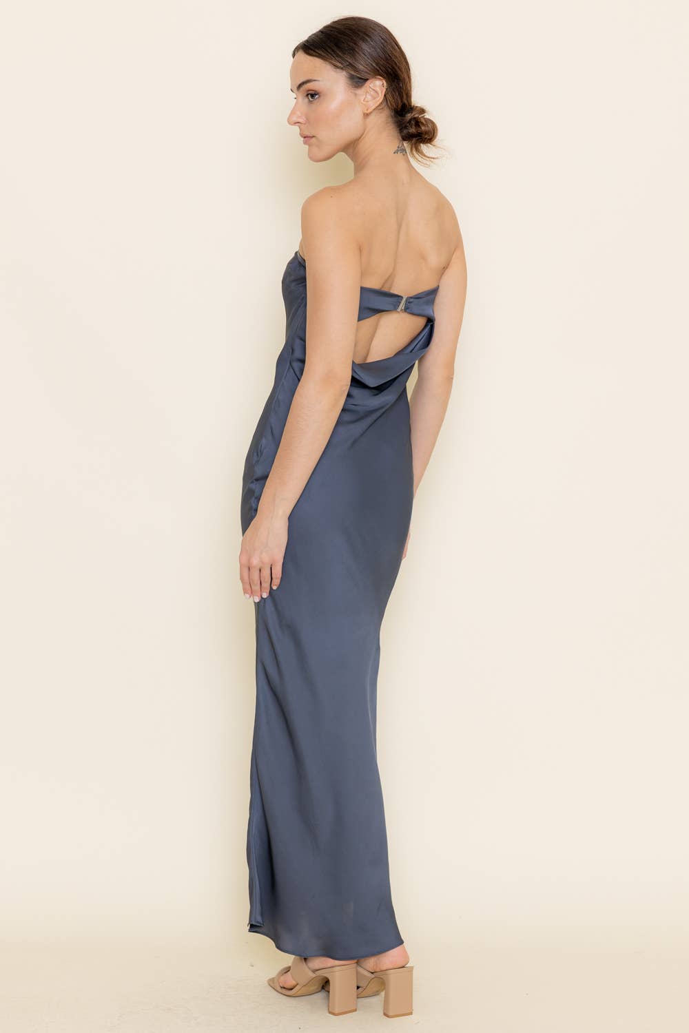 Fore Collection - Strapless Open Cowl Back Slip Dress