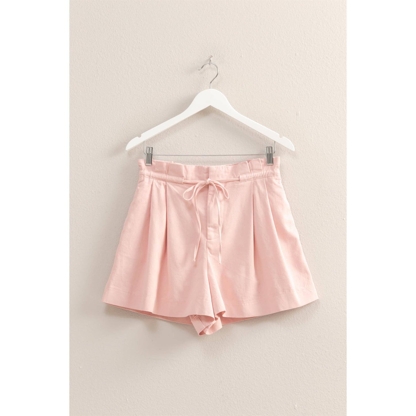 HYFVE - HF25A055-High-Waisted Washed Twill Paperbag Shorts