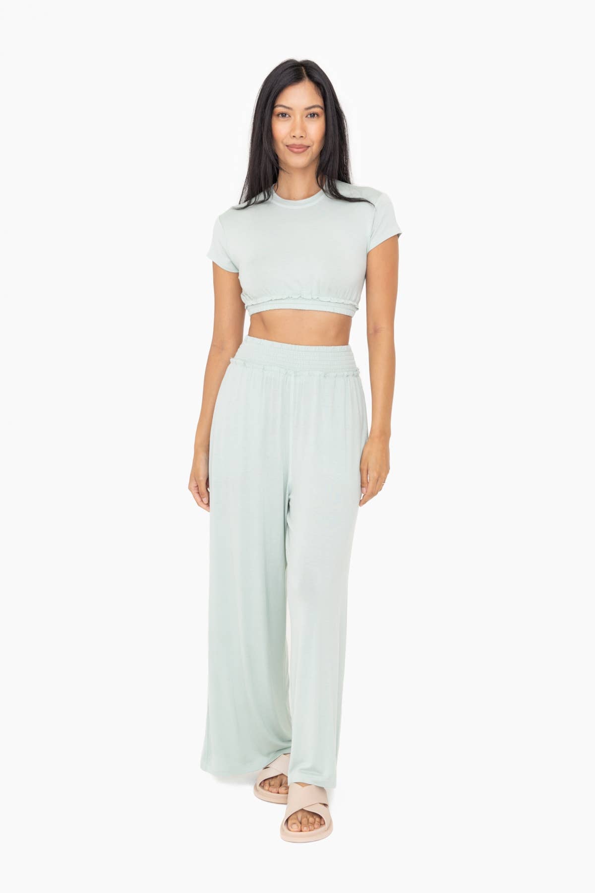 Mono B - Smocked Waist Wide-Leg Pants