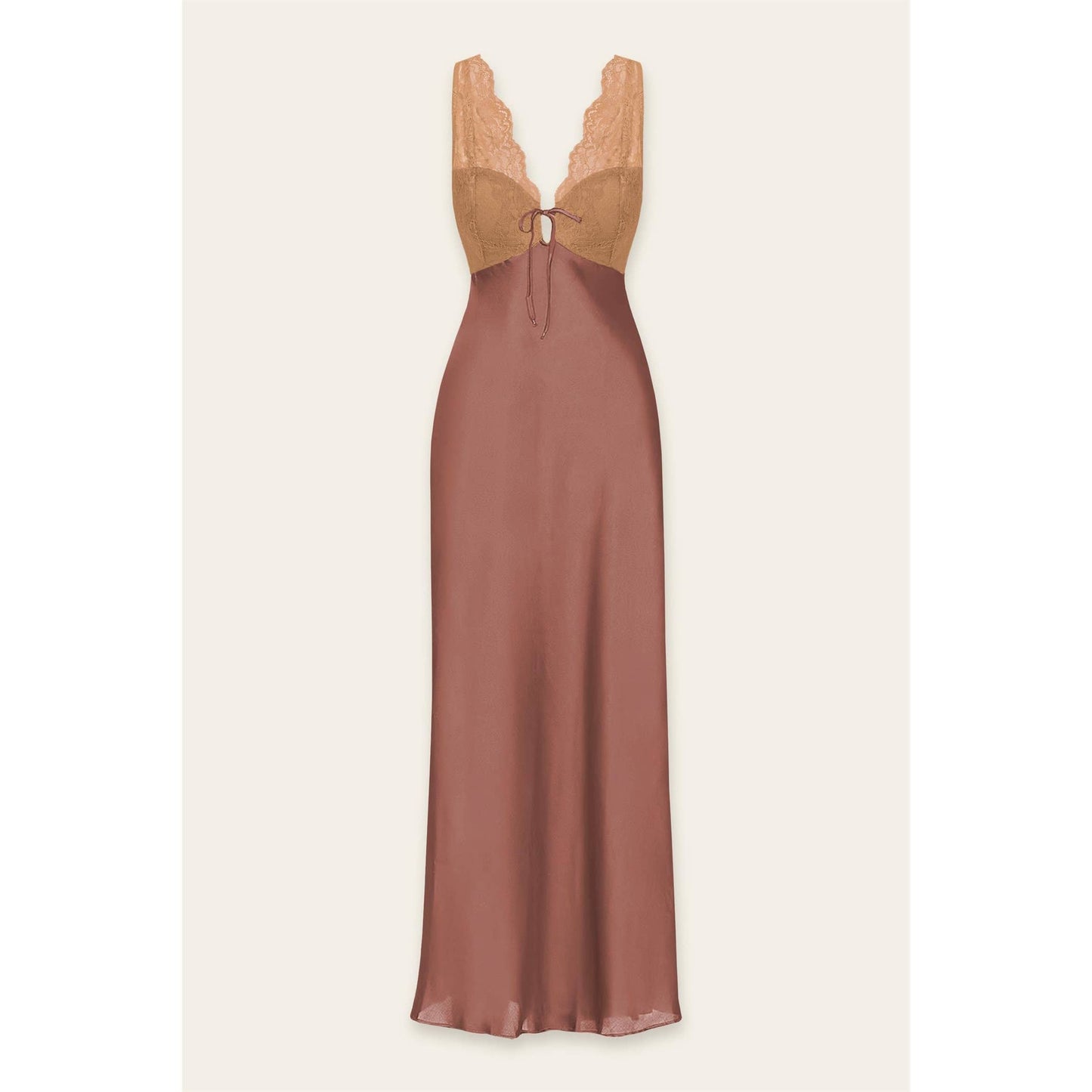 Dress Forum - Lace And Satin Contrast Maxi Dress