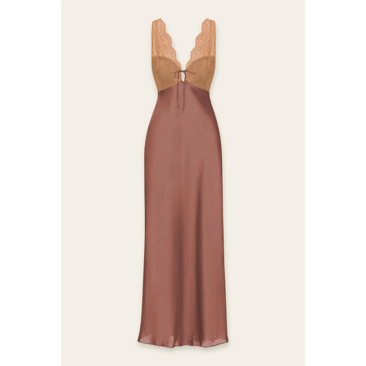 Dress Forum - Lace And Satin Contrast Maxi Dress