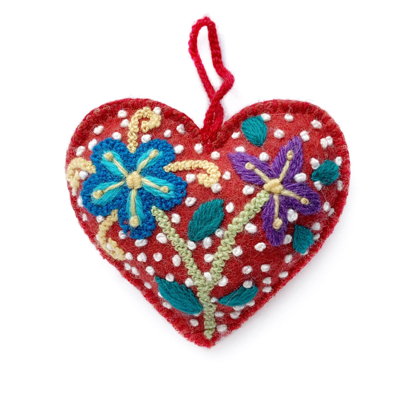Ornaments 4 Orphans - Colorful Embroidered Heart Ornament