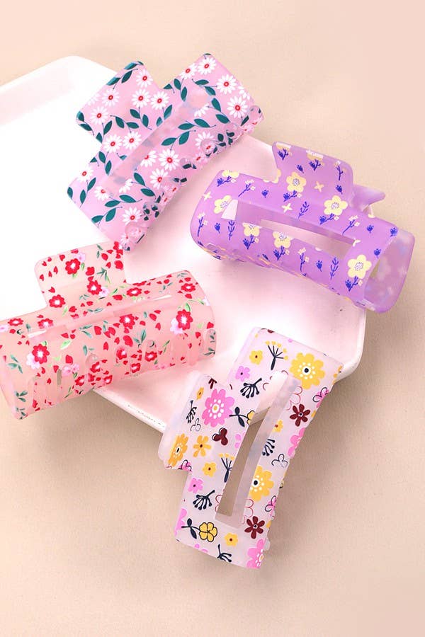 JOSSLYN by Wall to Wall - LAVISHING FLOWER PETAL HAIR CLAW CLIPS | 40H688: Pink