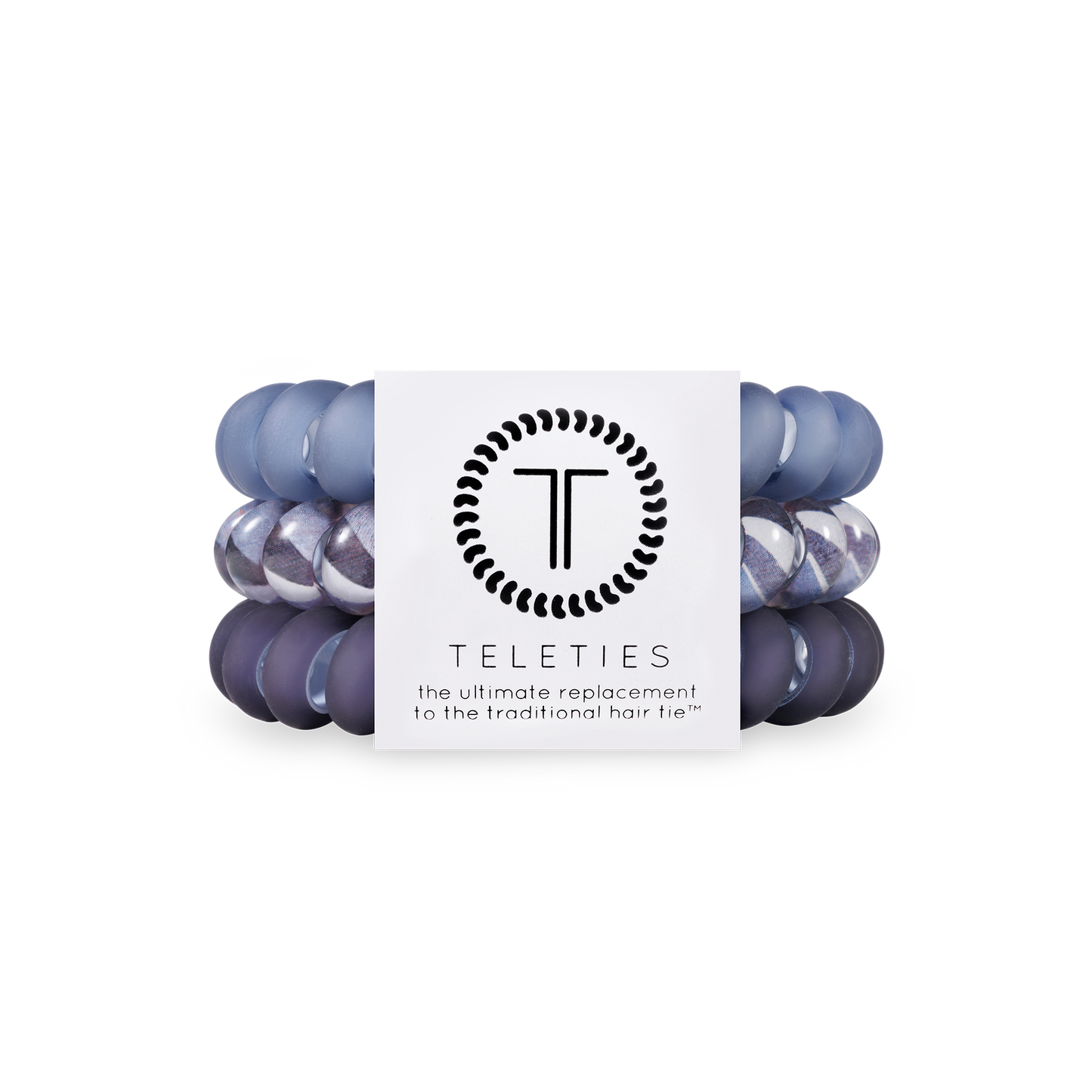 TELETIES - Midnight Rain - Large Spiral Hair Coils, Hair Ties, 3-pack