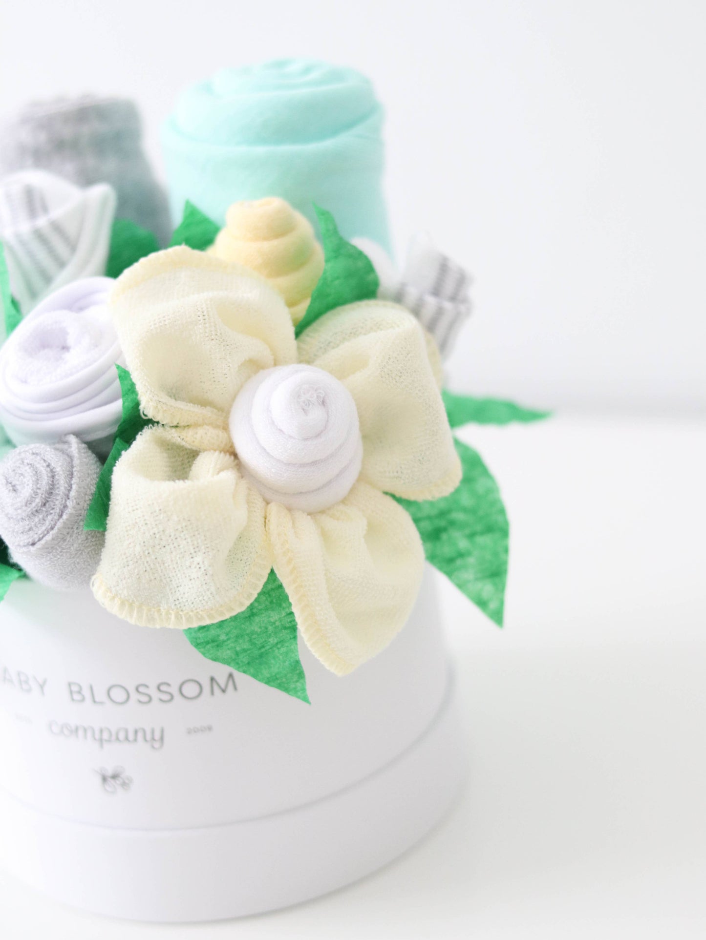 Baby Blossom Company - Petite Neutral New Baby Gift Basket Flower Bouquet - Yellow