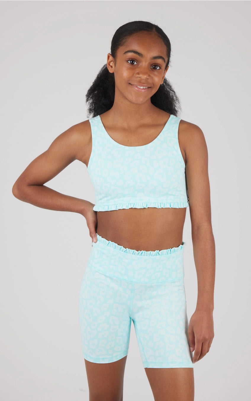 90 Degree Reflex - Girls Lux Bra and Short with Ruffle - 2 Pcs Set - Mint