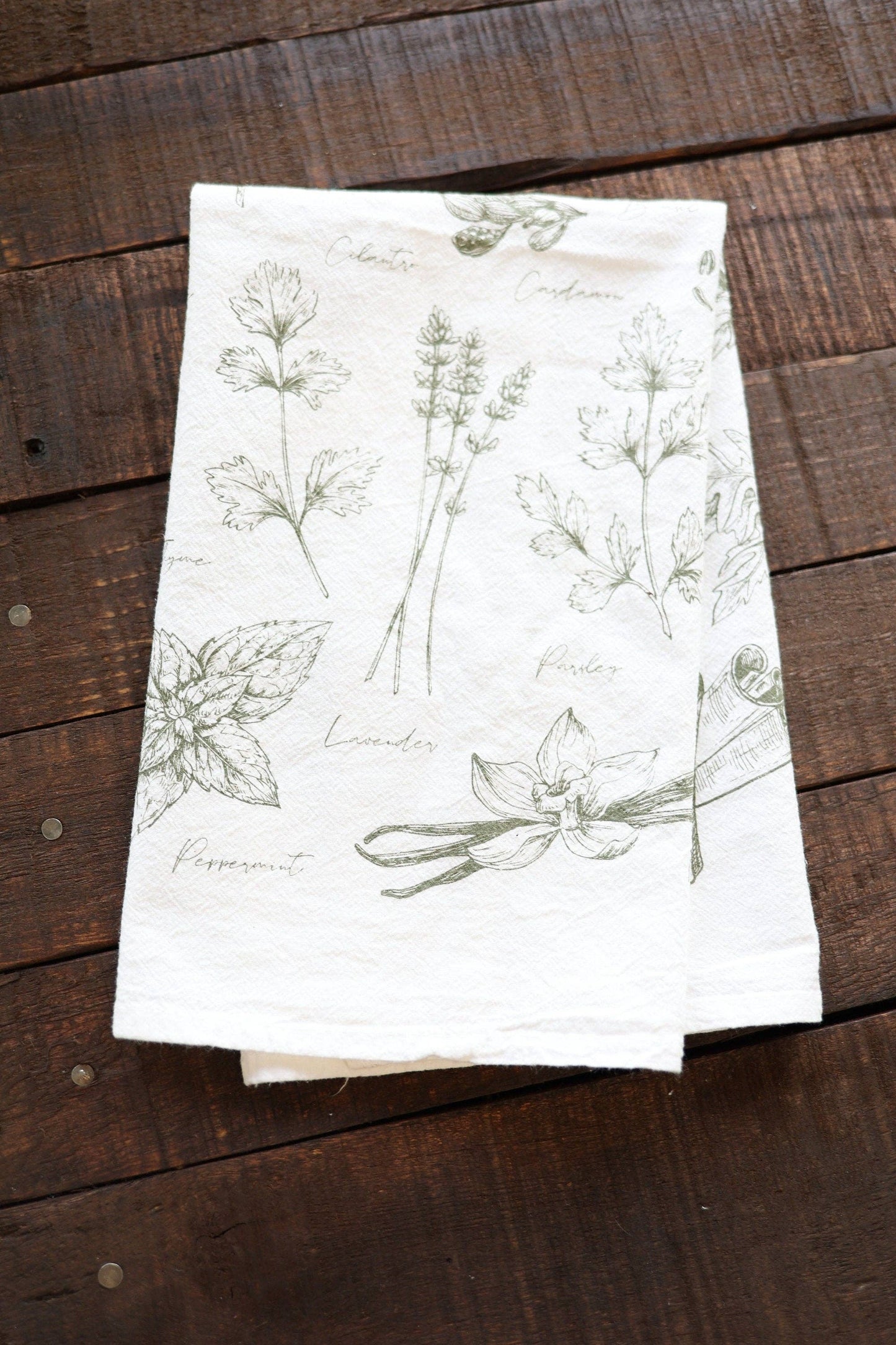 Highland Ridge | Handmade Home Decor - Kitchen Herbs Tea Towel