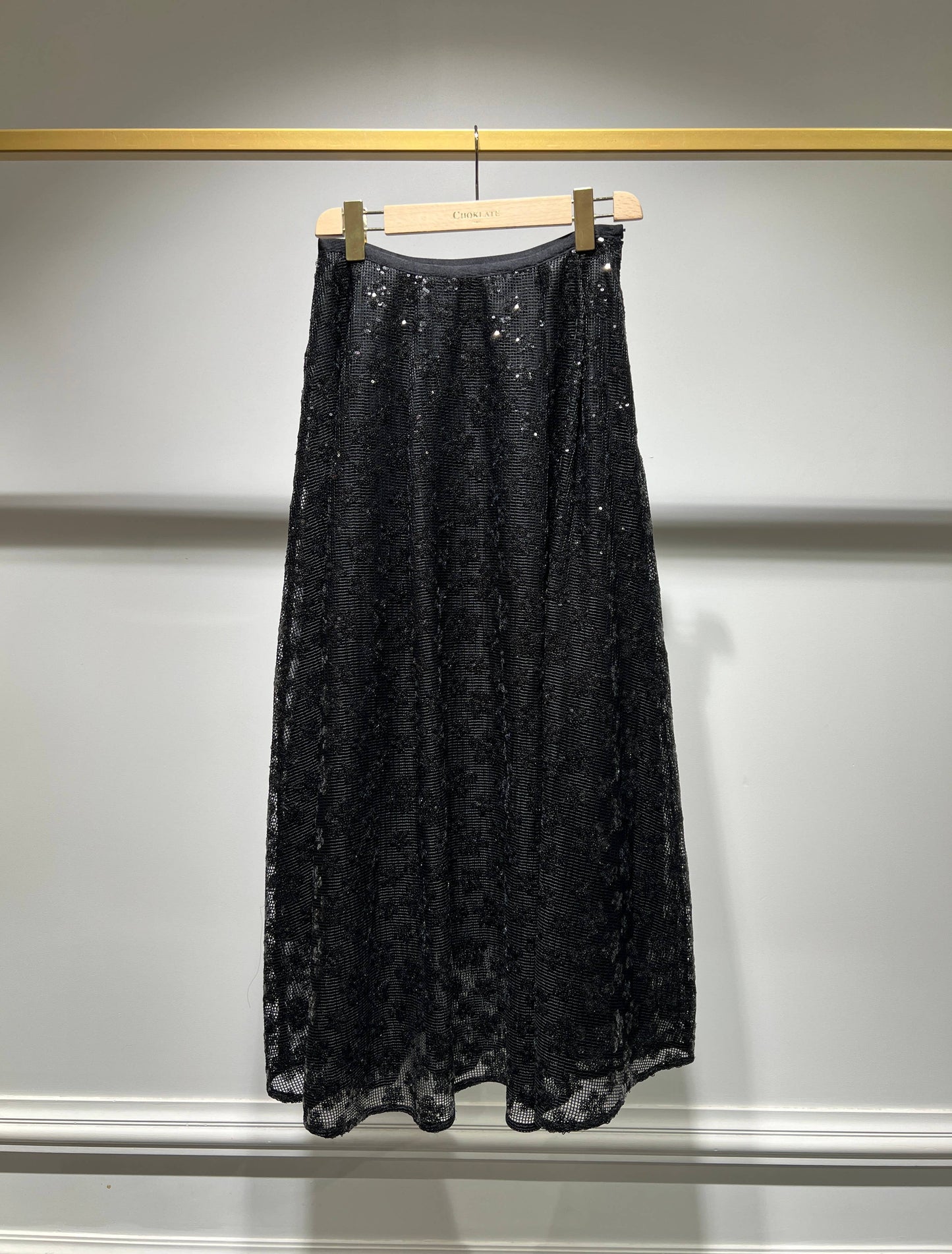 Choklate Paris - Long Floral Sequin Skirt