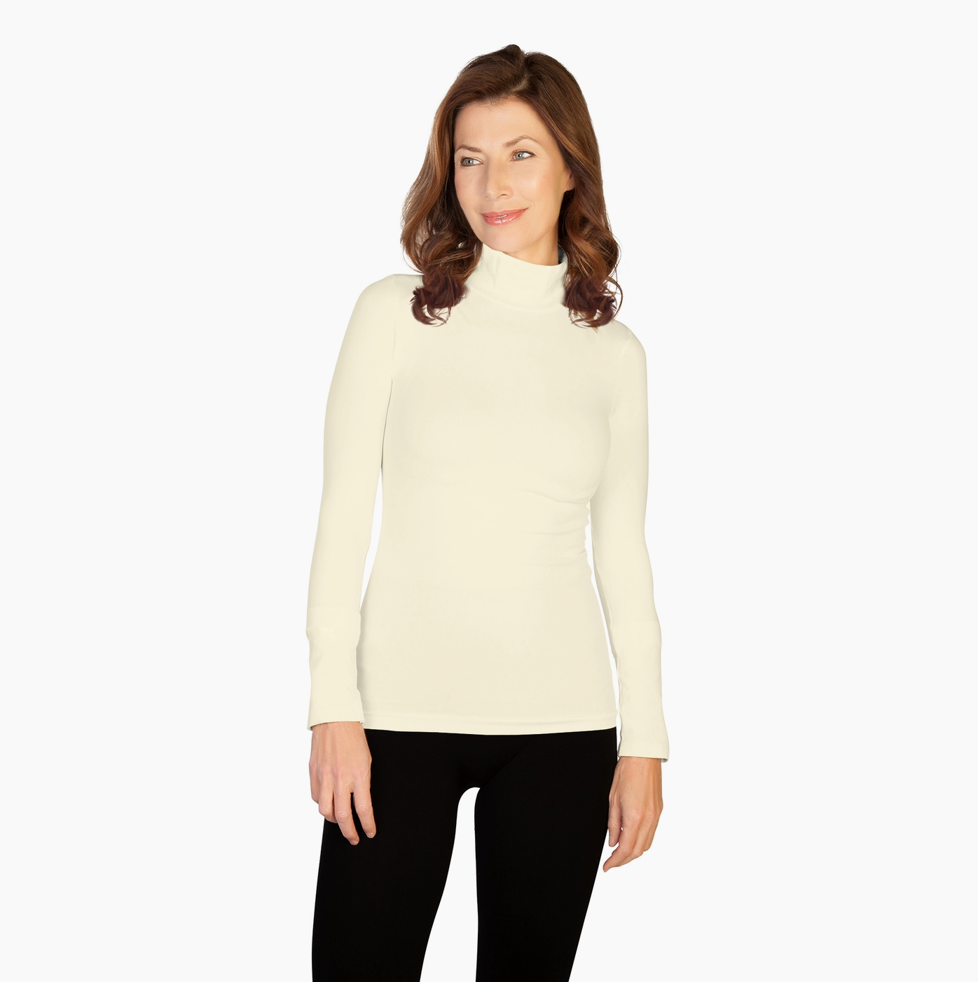 Skinnytees - Mock Neck Turtleneck - Ivory