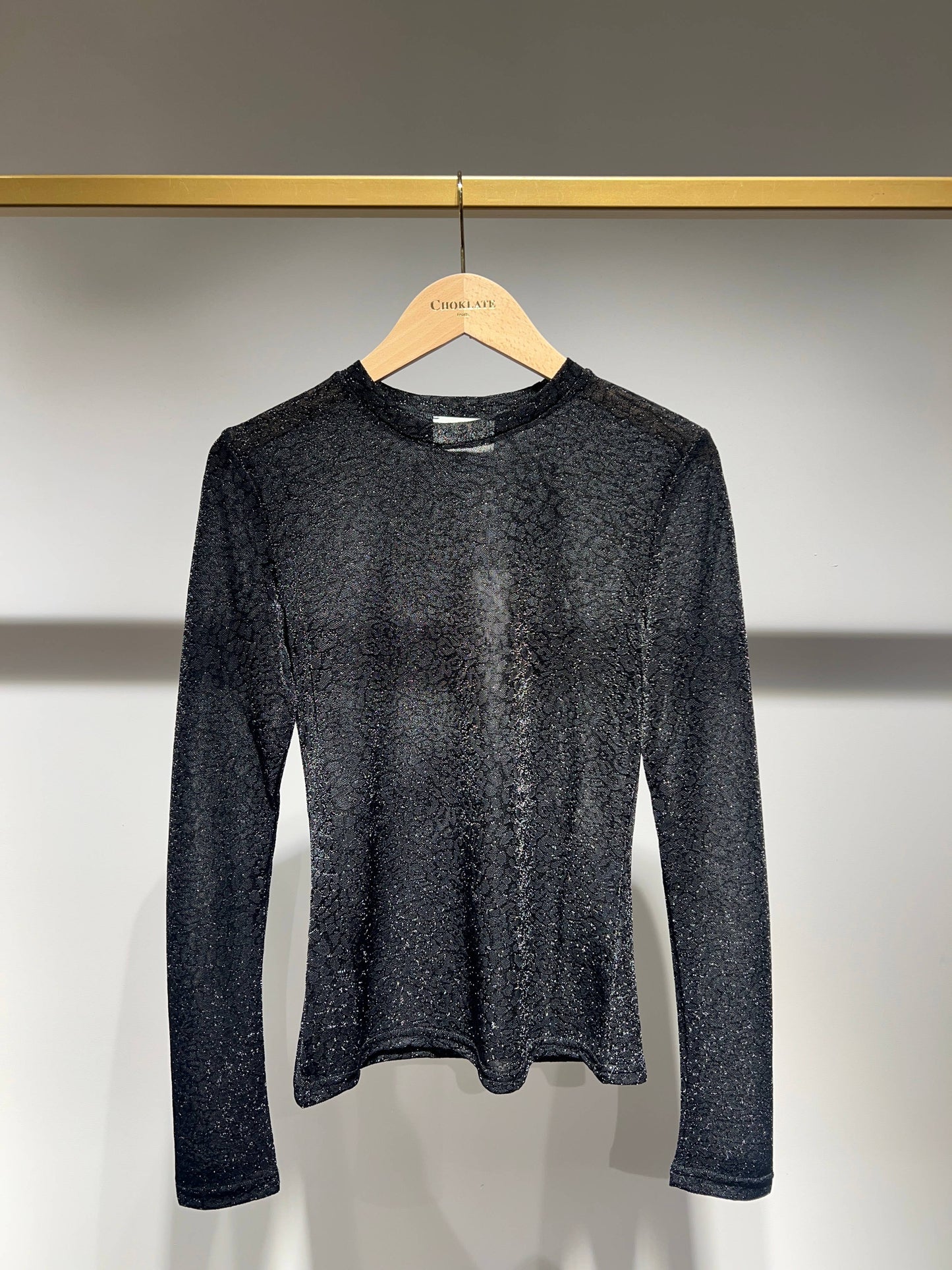 Choklate Paris - Semi-Transparent Lace Top - Black Metallic