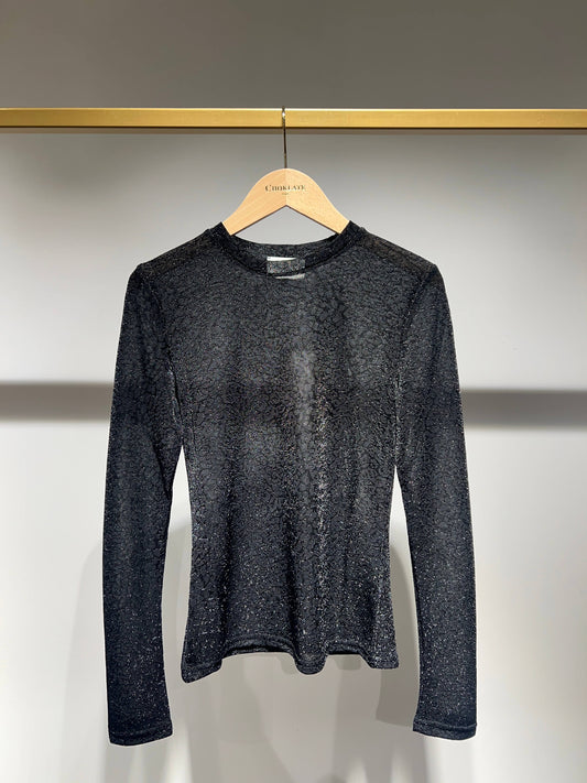 Choklate Paris - Semi-Transparent Lace Top - Black Metallic