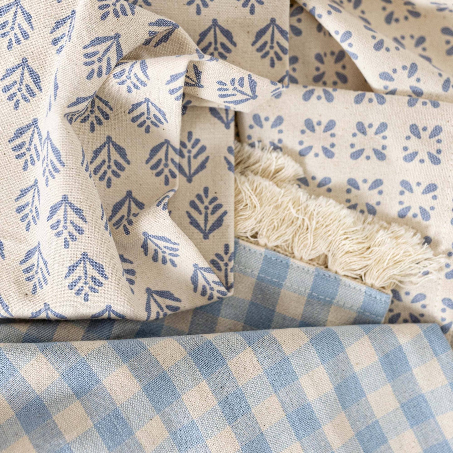 Foreside Home & Garden - Aggie Plaid Tea Towels Blue, Set Of 3