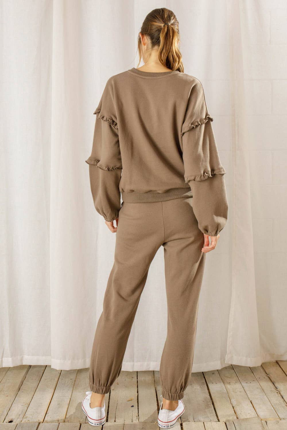 STORIA - Solid Color Ruffled Pants
