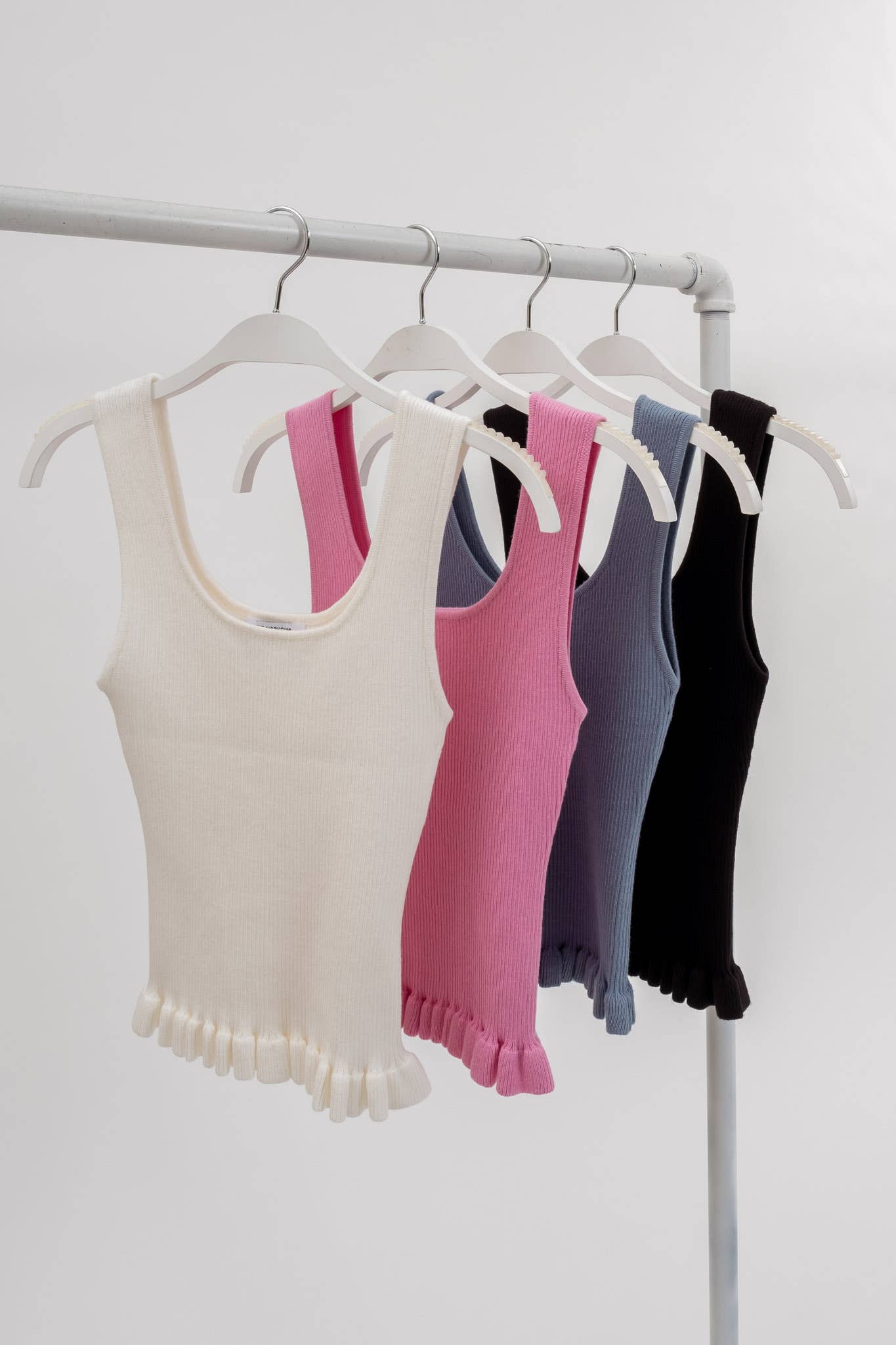 The Workshop Studio - Lettuce Hem Sleeveless Knit Tank - Pink
