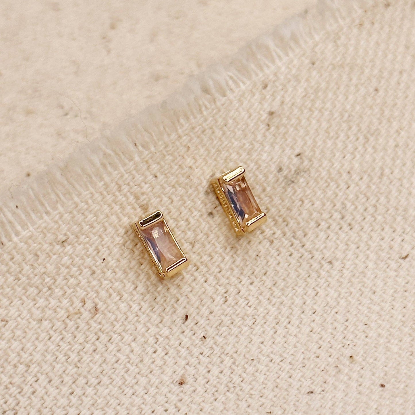 GoldFi - 18k Gold Filled Baguette Birthstone Stud Earrings