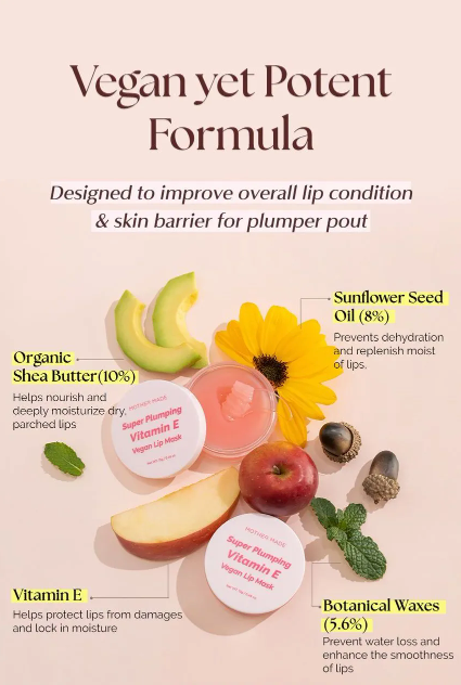 Best Beauty Group - MOTHER MADE Super Plumping Vitamin E Vegan Lip Mask Balm