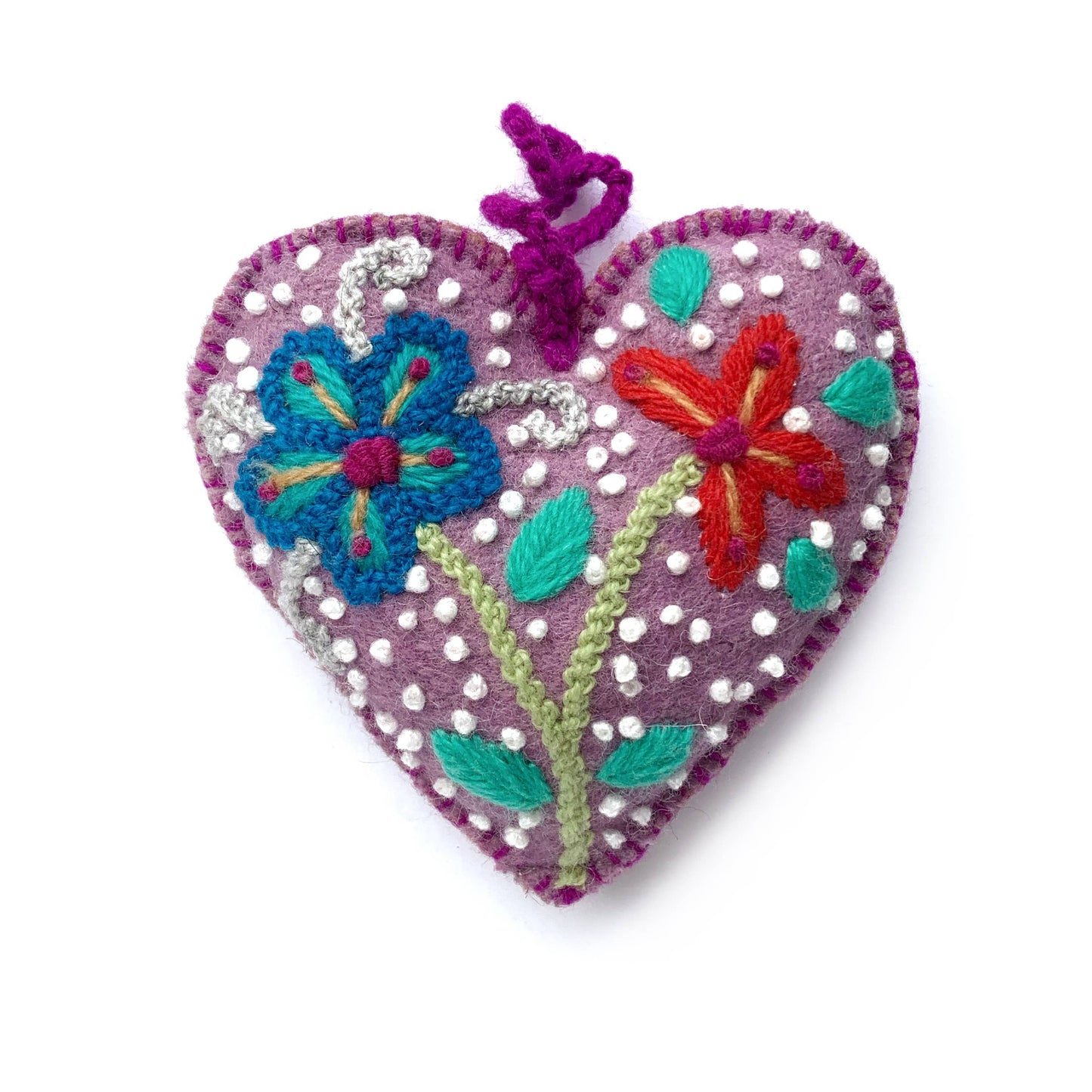 Ornaments 4 Orphans - Colorful Embroidered Heart Ornament