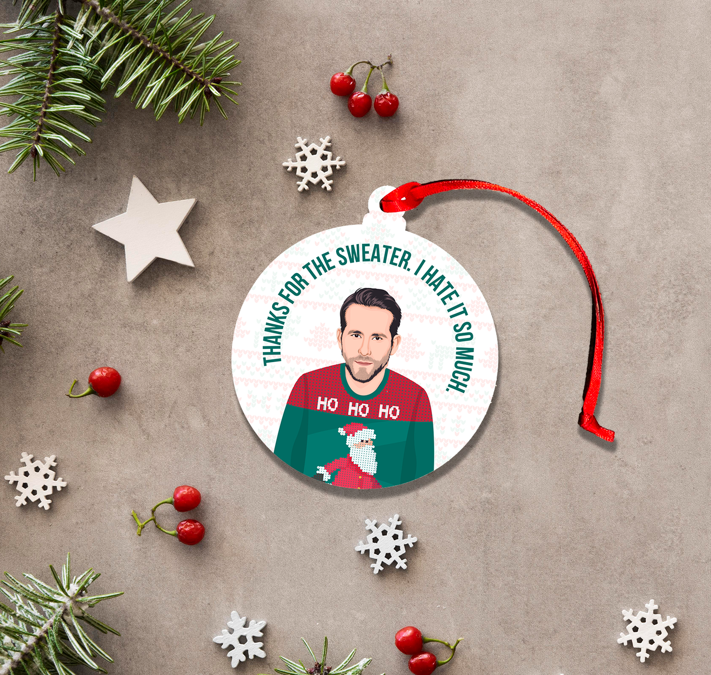 Versatile Coasters - Ryan Hates His Sweater - Tree Ornament