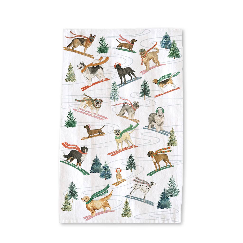 KelseyMDesigns - Holiday Ski Dogs Tea Towel