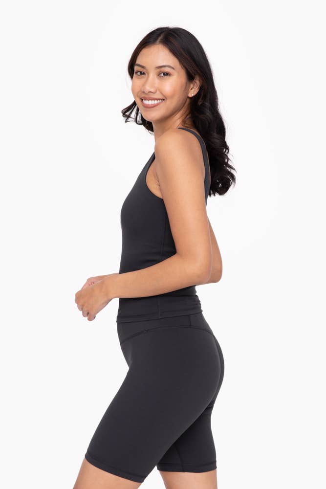 Mono B - Lycra-Blend Square Neck Active Tank