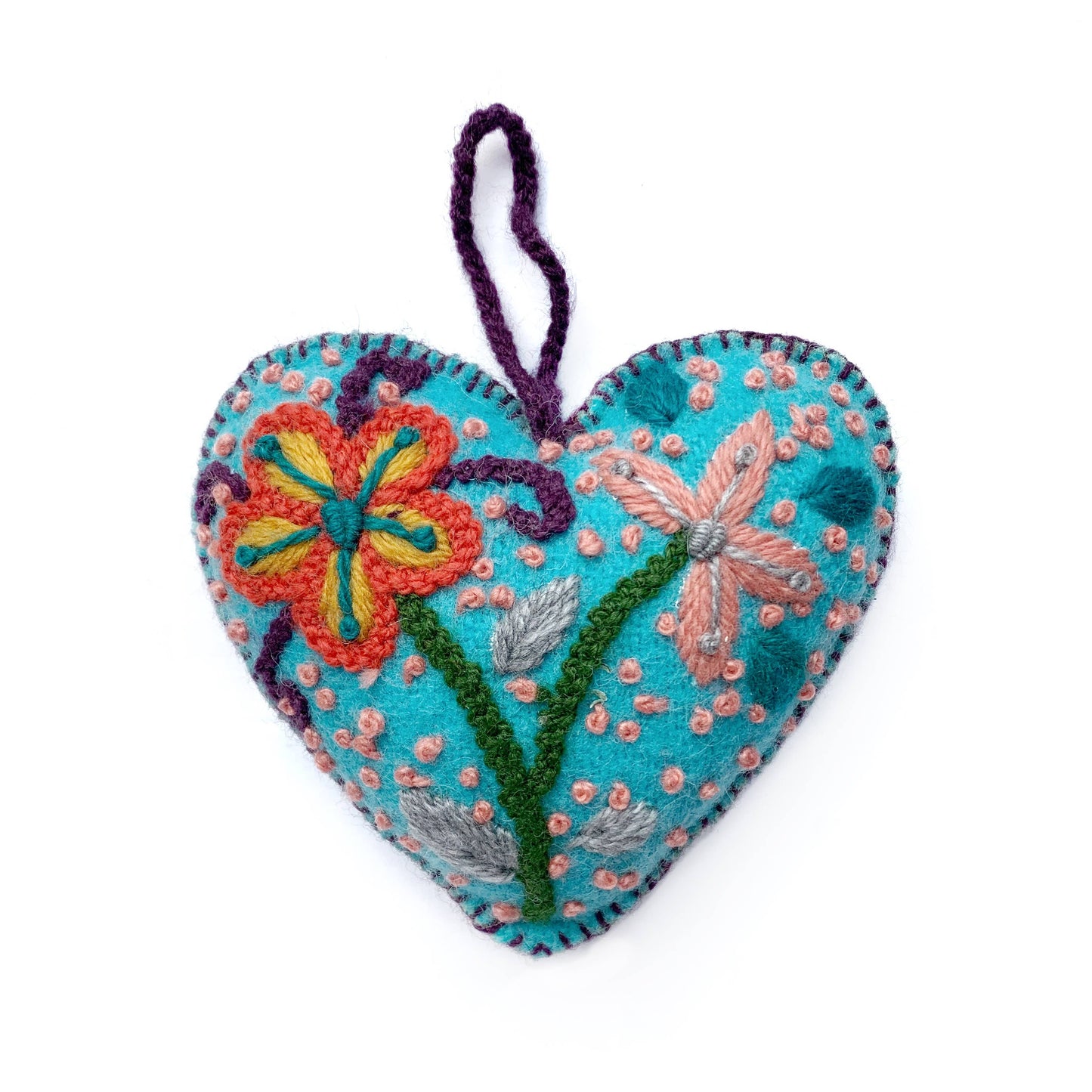 Ornaments 4 Orphans - Colorful Embroidered Heart Ornament