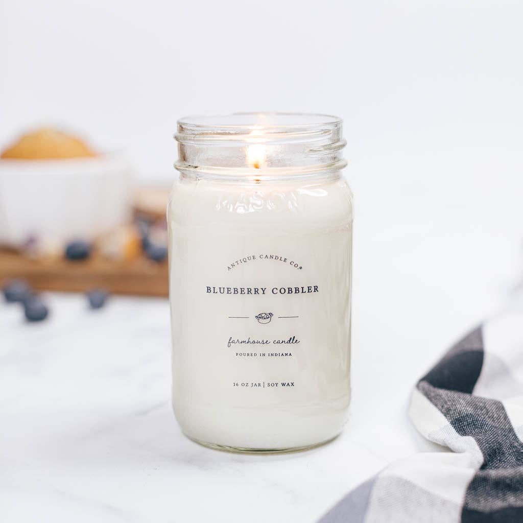 Antique Candle Co.® - Soy Wax Mason Jar Candle - Blueberry Cobbler - 8 oz.