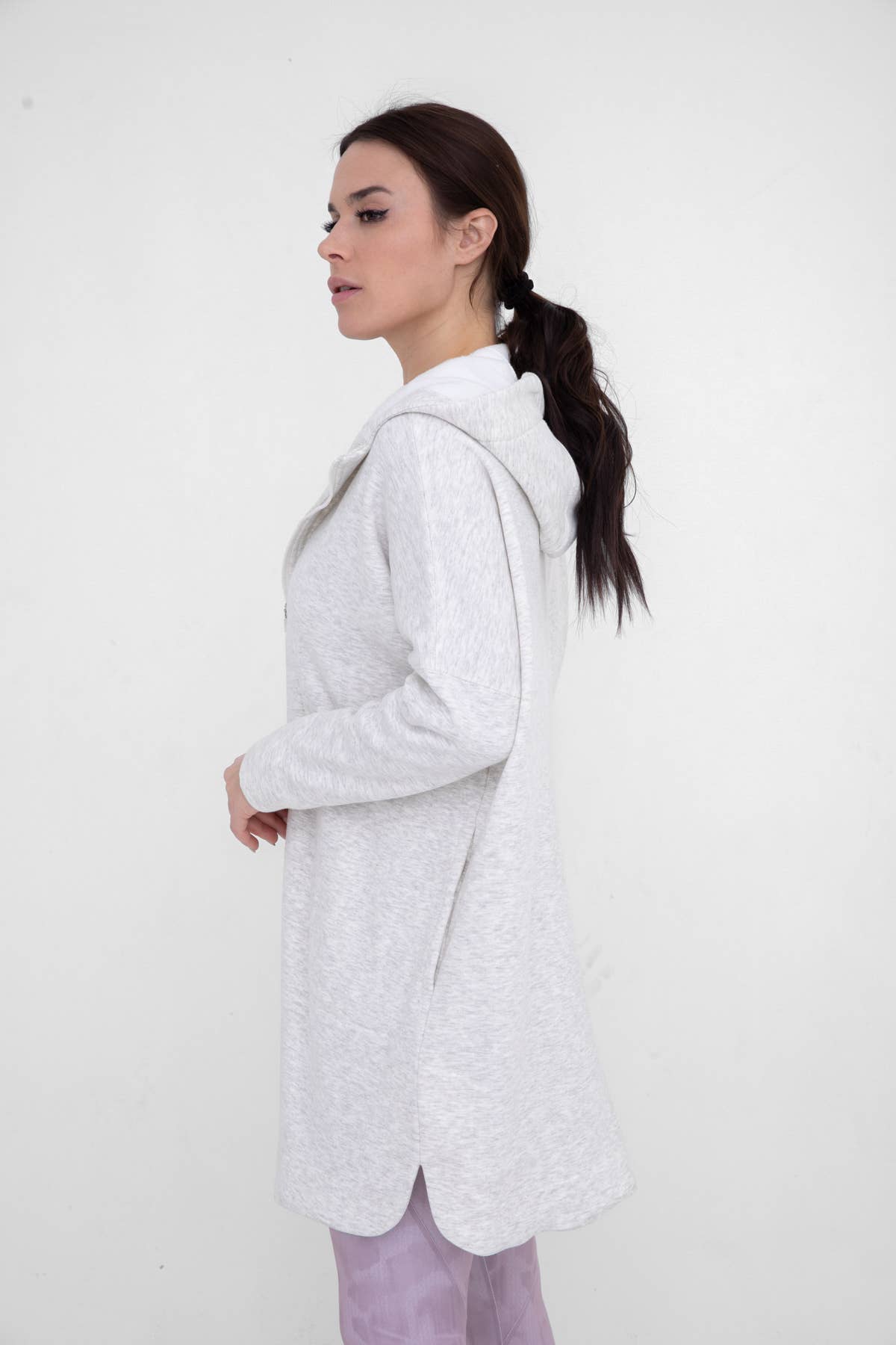 Mono B - Longline Zip-Up Jacket with Hood