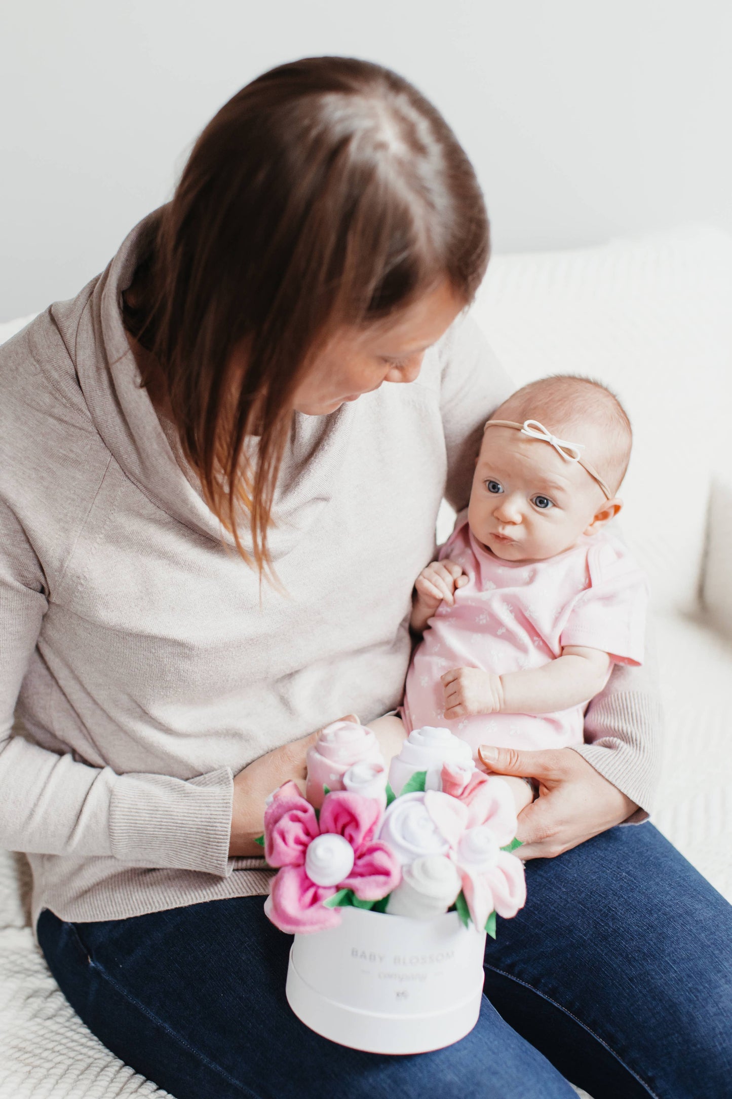 Baby Blossom Company - Petite New Mom Baby Girl Gift Box Bouquet -Floral