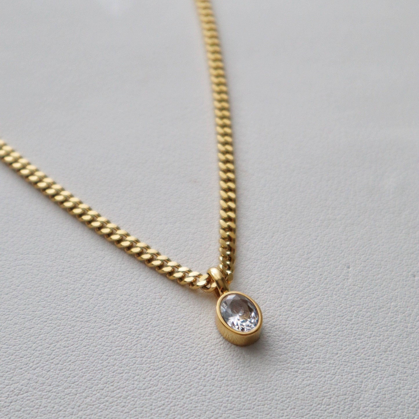 JESSA Jewelry - Oval CZ Chain Necklace