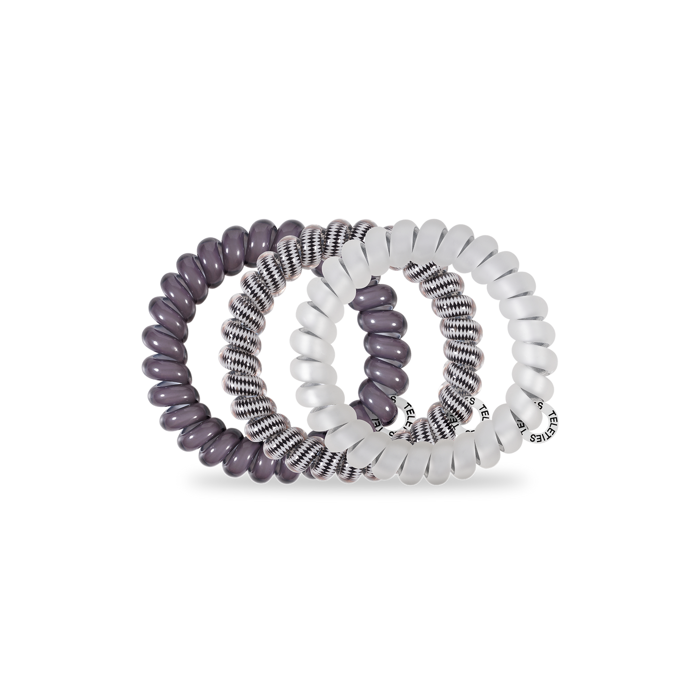 TELETIES - Silver Flames - Large Spiral Hair Coils, Hair Ties, 3-pack
