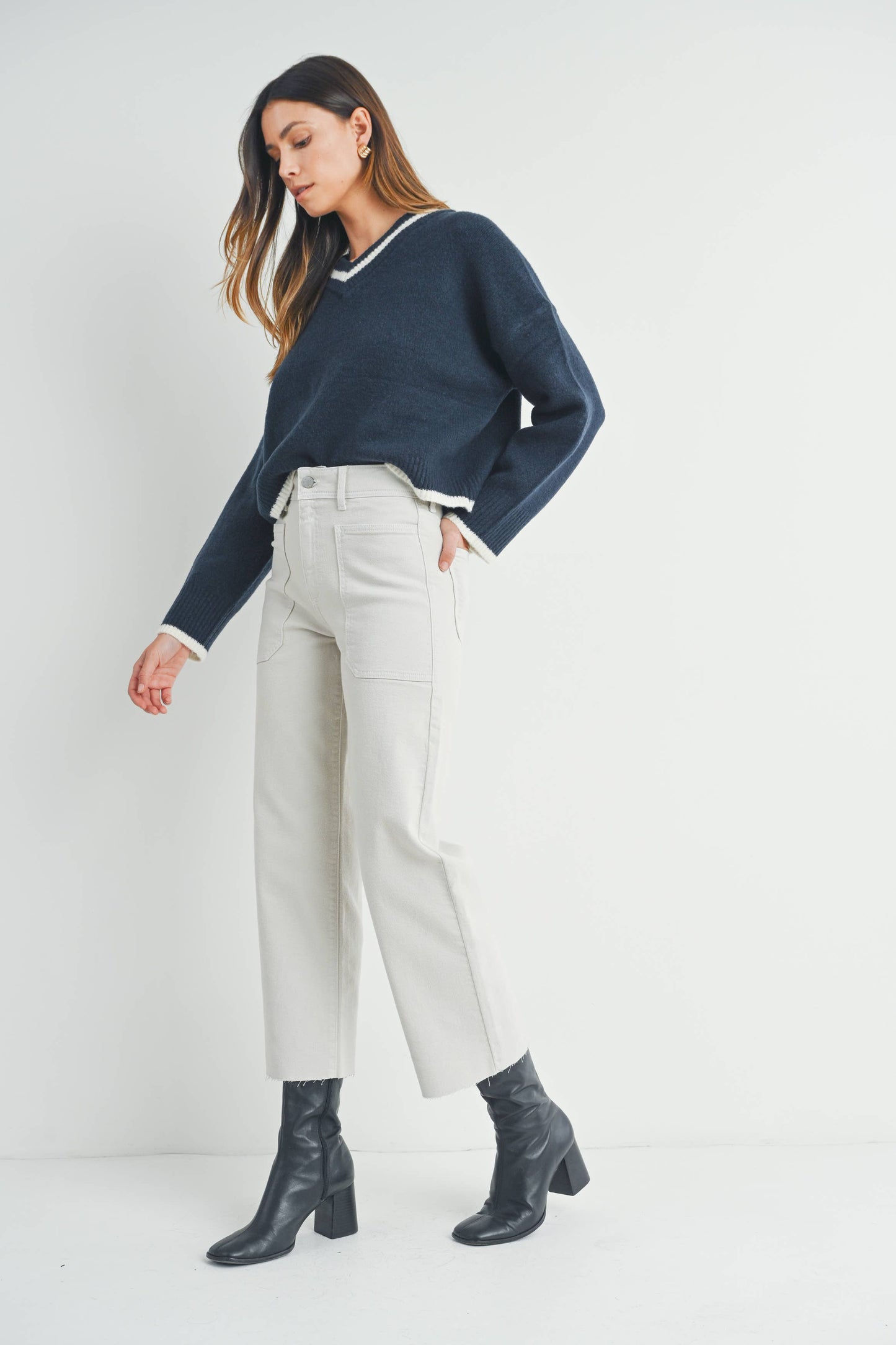 Just Black Denim - High Rise Utility Wide Leg - Sea Salt
