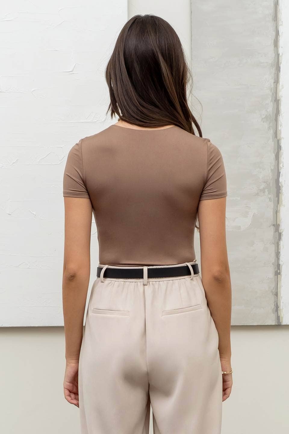 The Workshop Studio - Round Neck Bodysuit - Deep Taupe