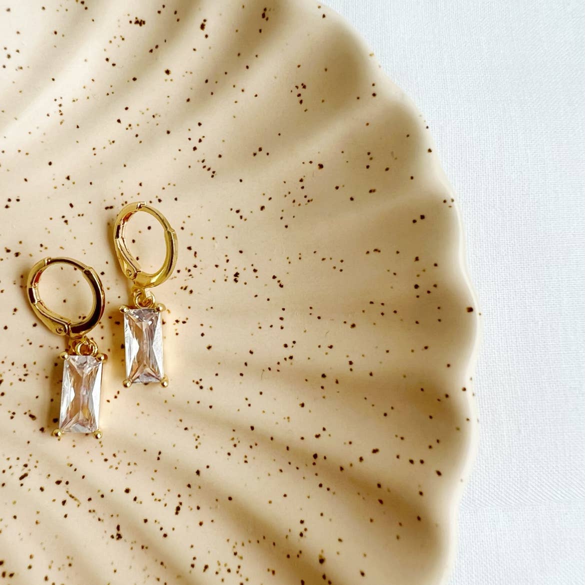 True By Kristy Jewelry - Taylor CZ Baguette Huggie Hoops Earrings Gold Filled