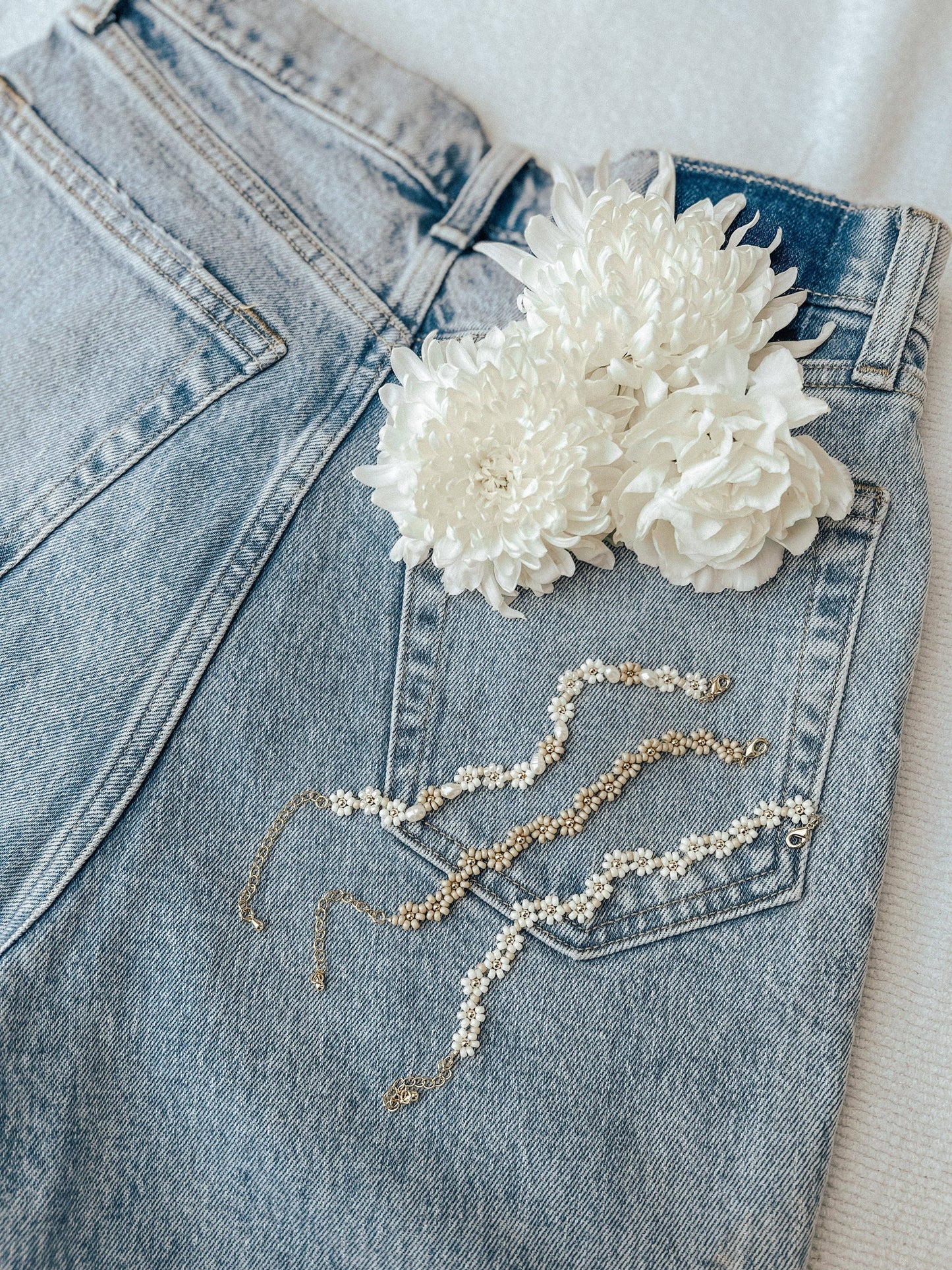 Oak + Eve - The Daisy Bracelet/Anklet: Vanilla Bean / Bracelet / Gold Filled