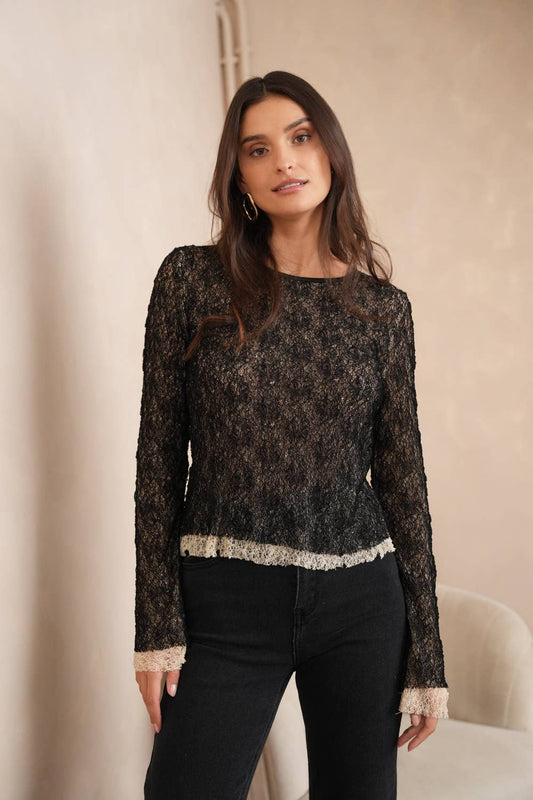 Choklate Paris - 2-in-1 Two-Tone Lace T-Shirt