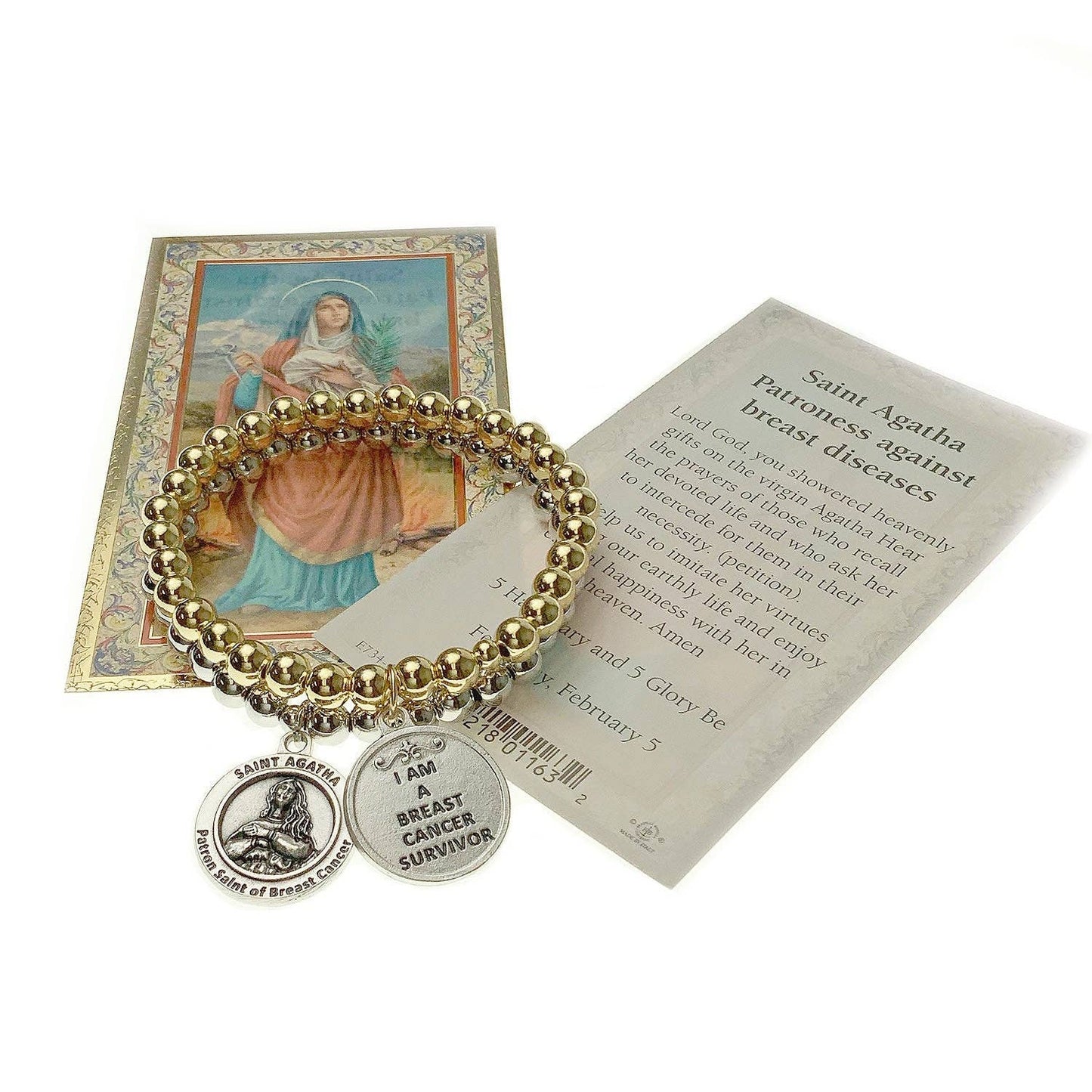 Love, Lisa - St. Agatha Patron Saint of Breast Cancer Bracelet: Gold
