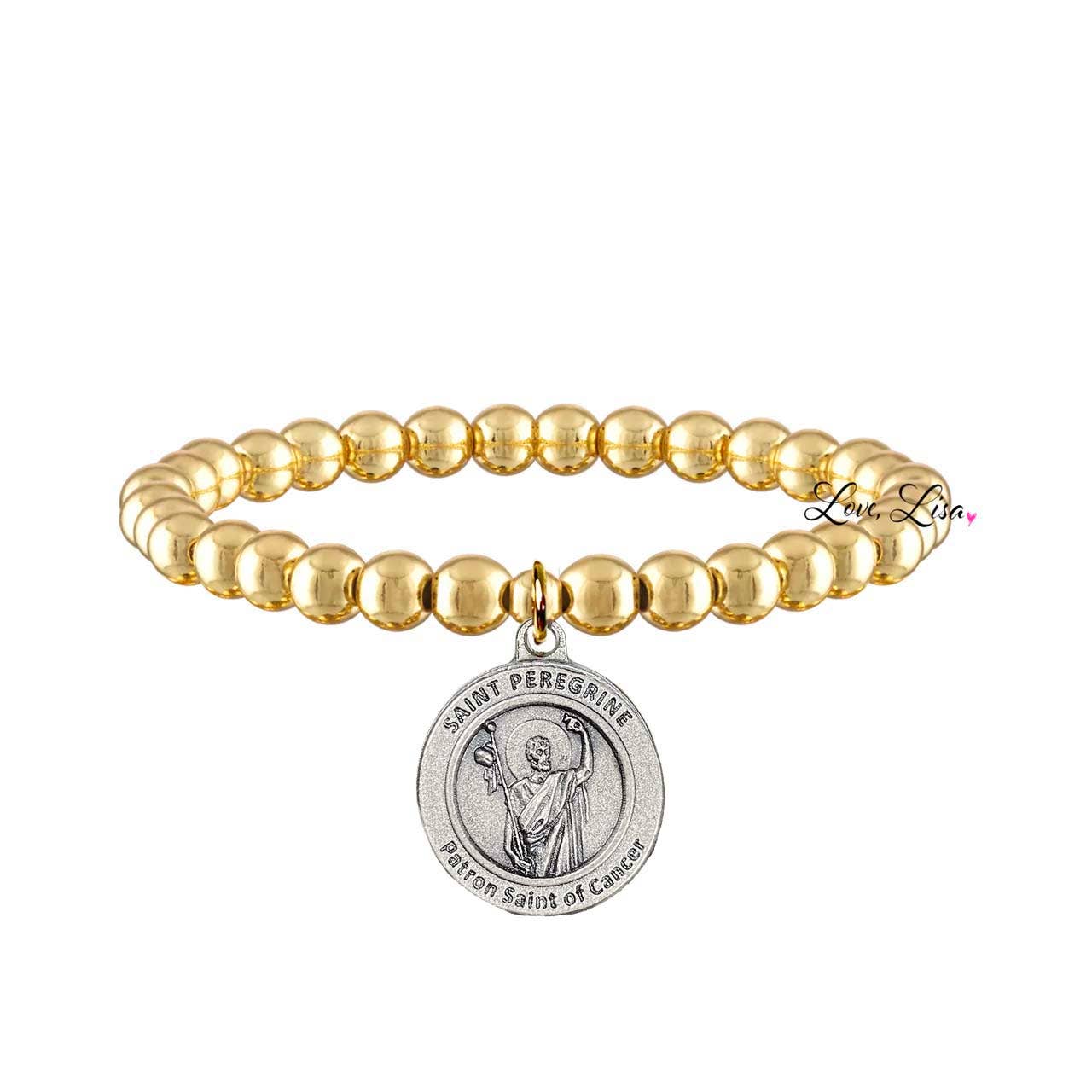 Love, Lisa - Saint Peregrine Patron of Cancer Beaded Stretch Bracelet