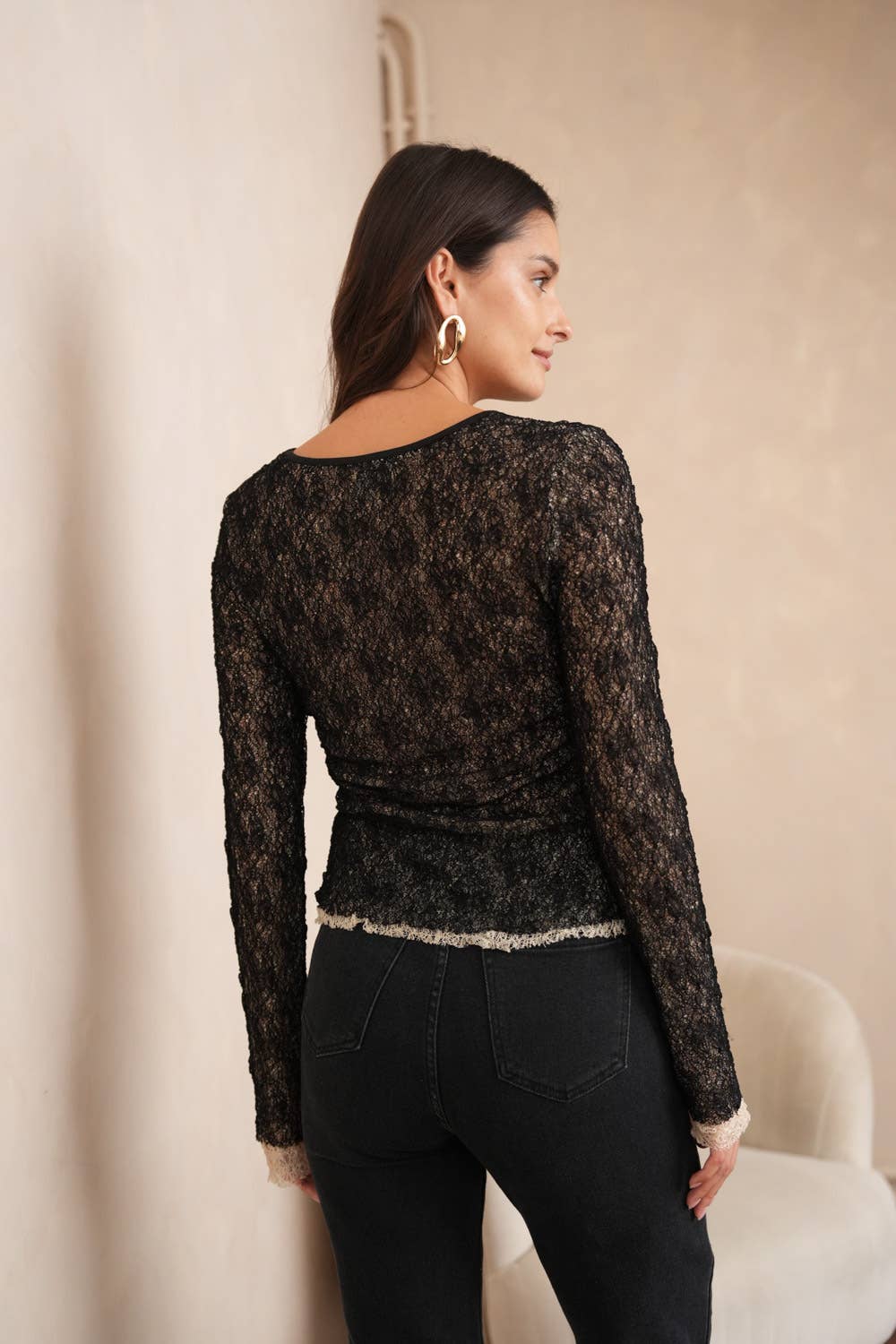 Choklate Paris - 2-in-1 Two-Tone Lace T-Shirt