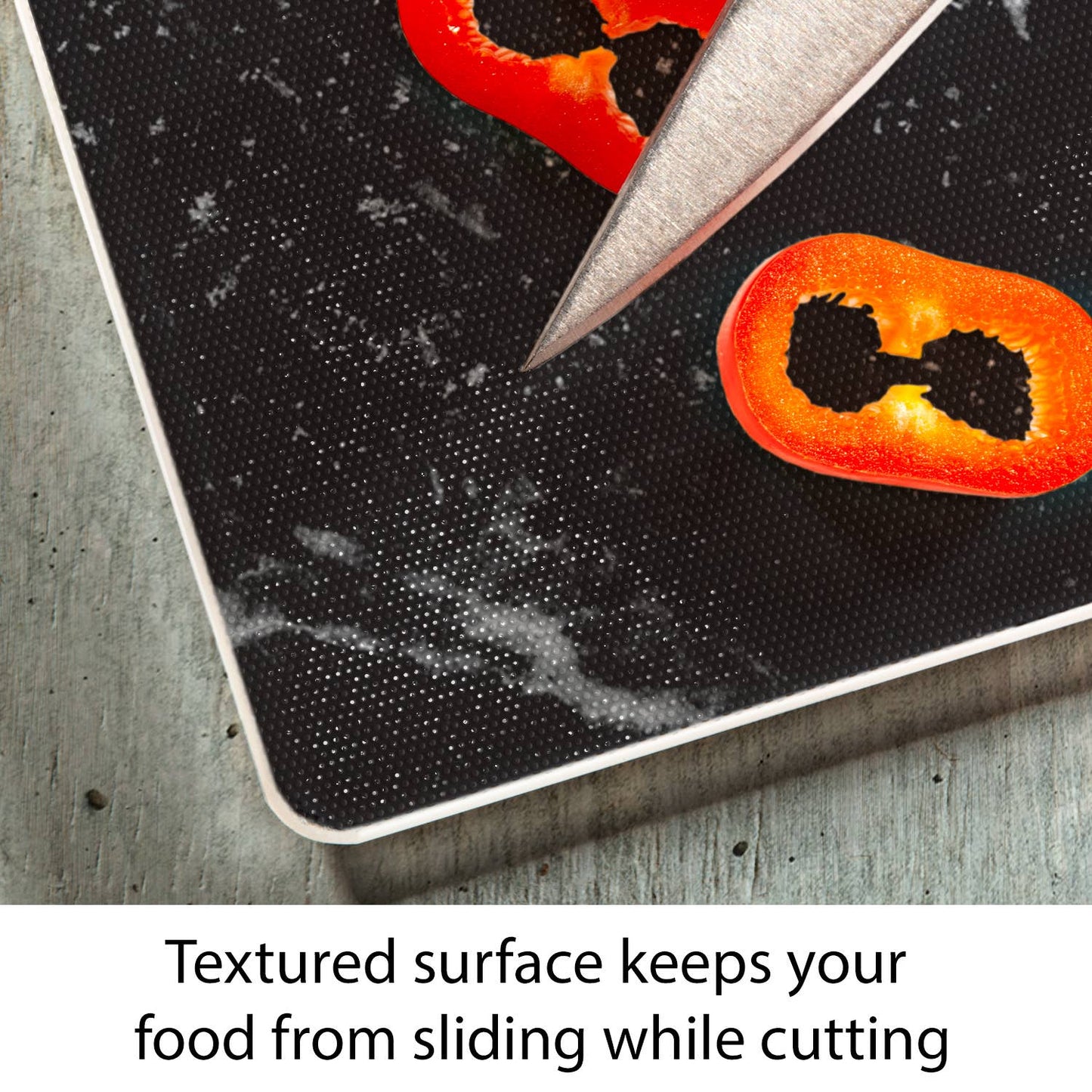 CounterArt and Highland Home - Black Marble Design Tempered Glass Cutting Board