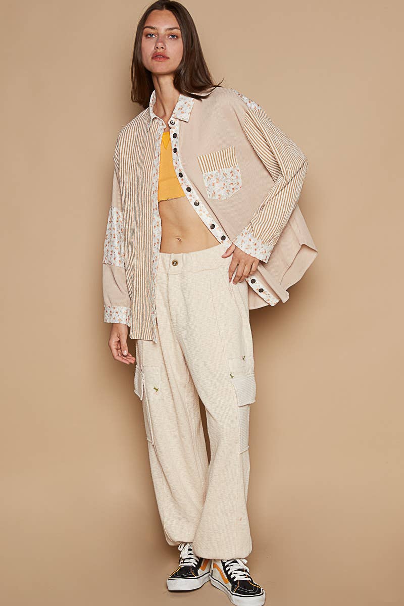 Pol Clothing - Embroidered Patch Button Down Shirt
