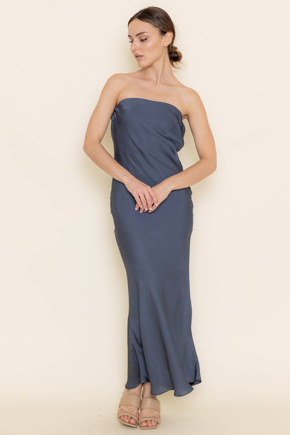 Fore Collection - Strapless Open Cowl Back Slip Dress